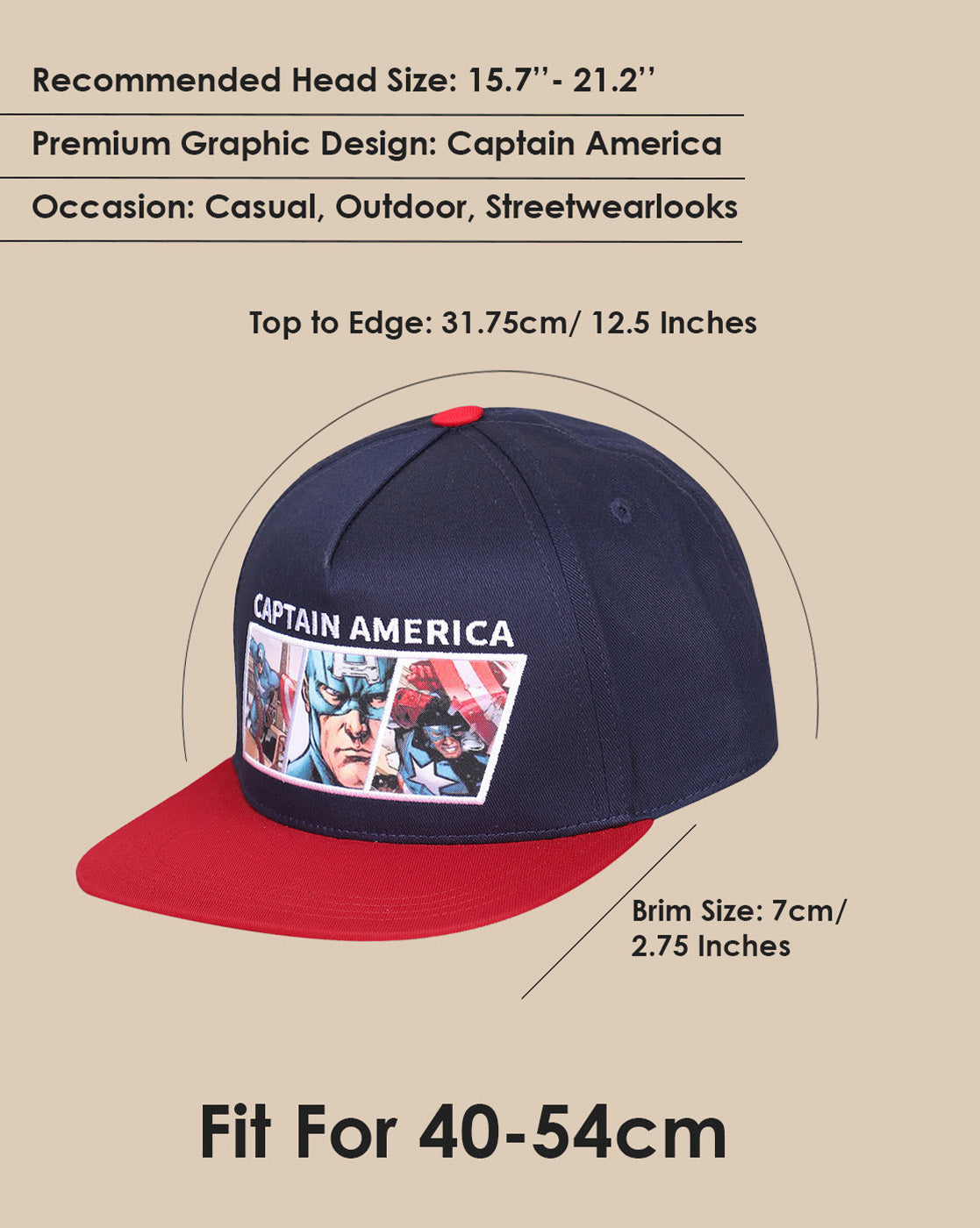 Captain America Printed Cap For Boys