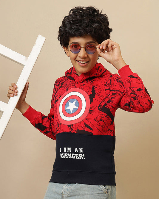 Captain America Printed Regular Fit Hoodie For Boys