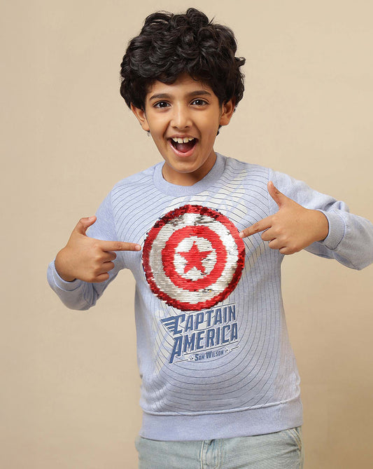 Captain America Printed Regular Fit Reversible sequin Sweatshirt For Boys