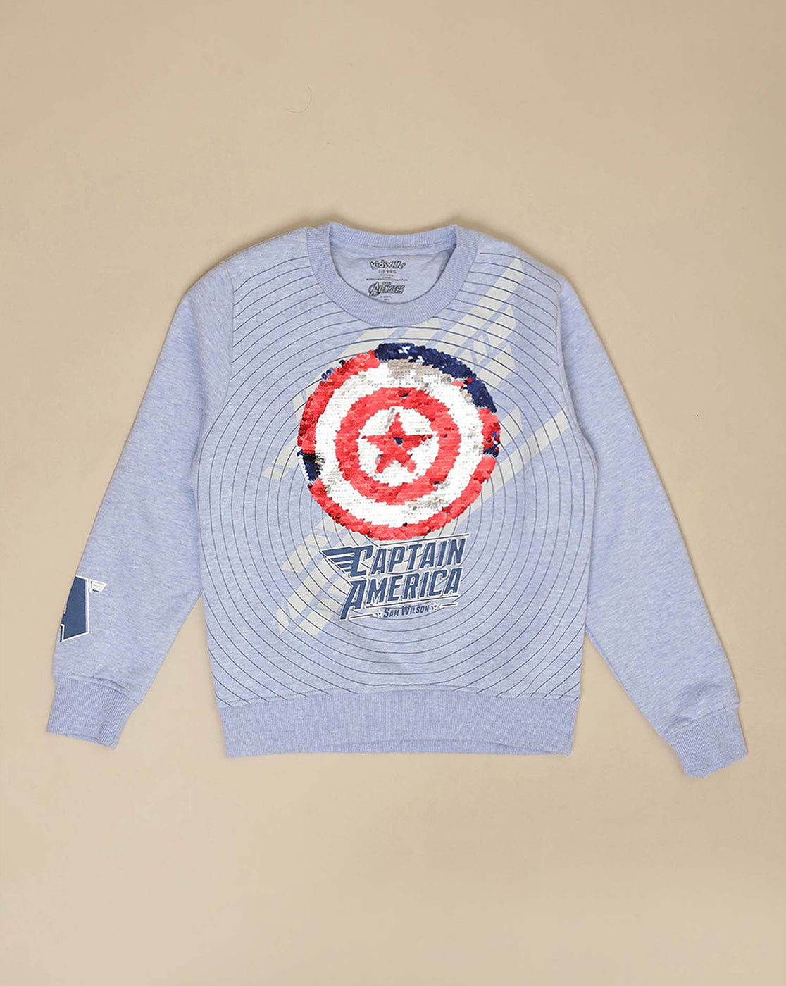 Captain America Printed Regular Fit Reversible sequin Sweatshirt For Boys