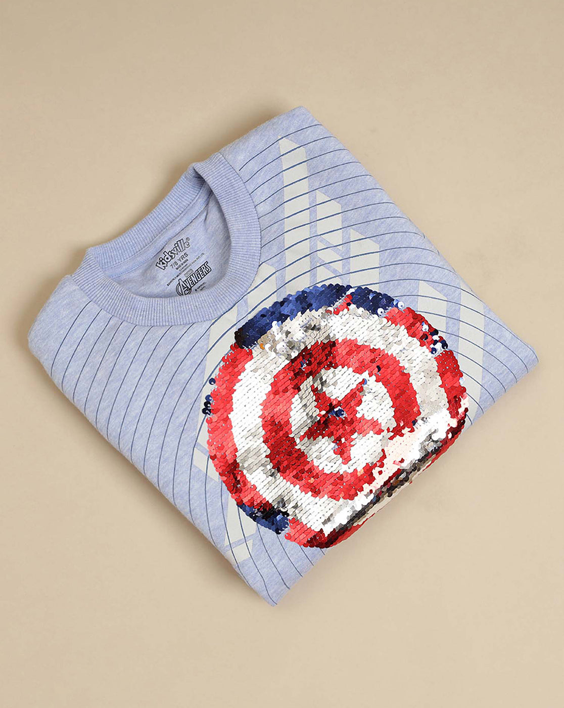 Captain America Printed Regular Fit Reversible sequin Sweatshirt For Boys