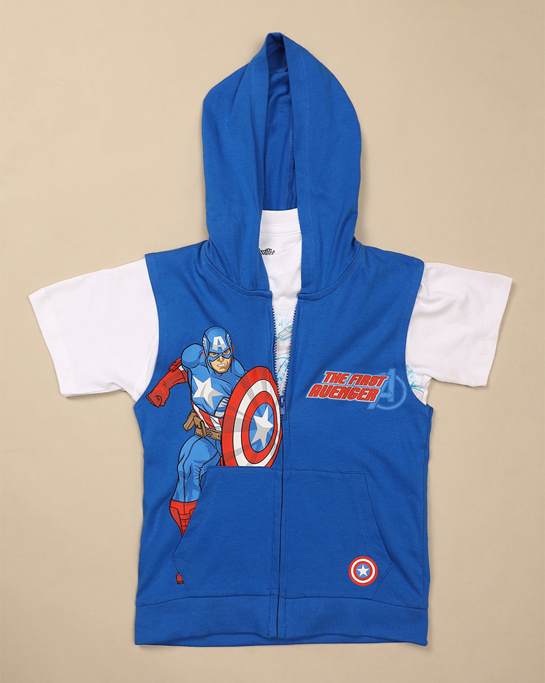 Captain America Hooded & Round Neck Tshirt Set Boys