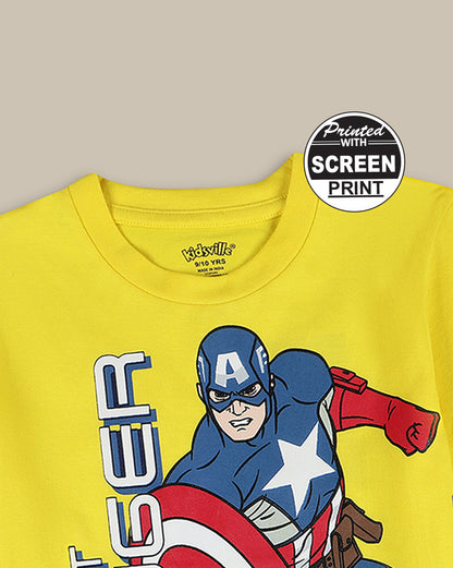Captain America Regular Fit Tshirt  Boys