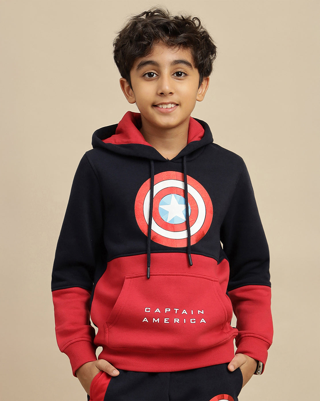 Captain America Printed Regular Fit Hoodie For Boys