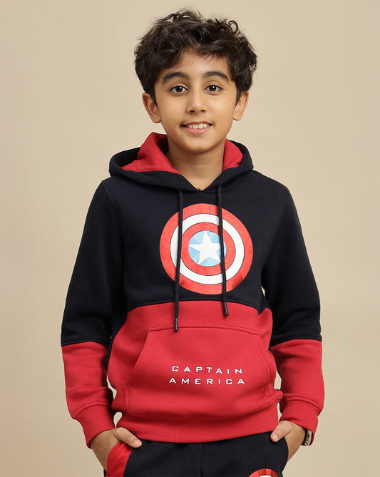 Captain America Printed Regular Fit Hoodie For Boys