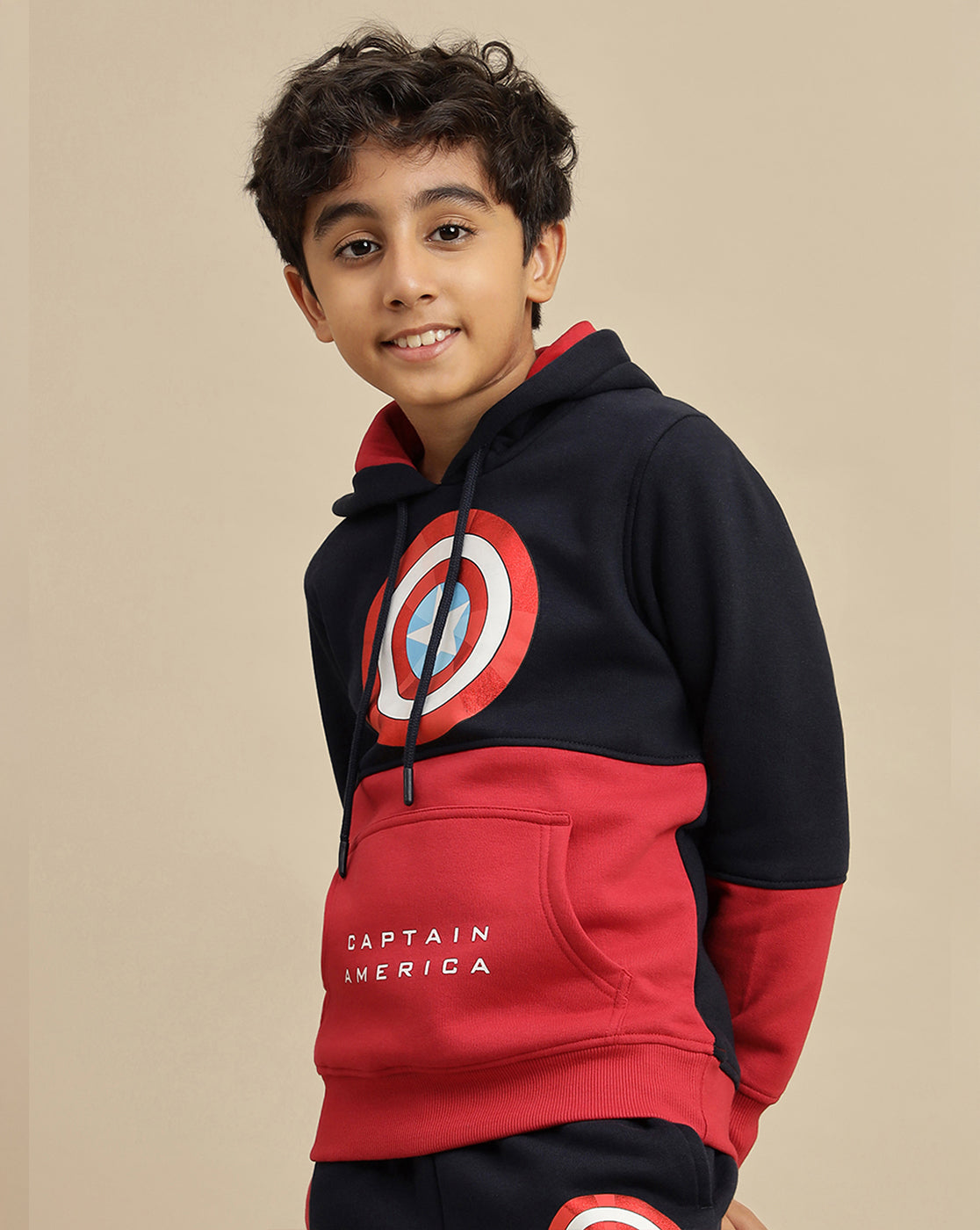 Captain America Printed Regular Fit Hoodie For Boys