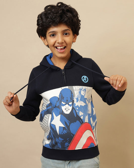 Captain America Printed Regular Fit Hoodie For Boys