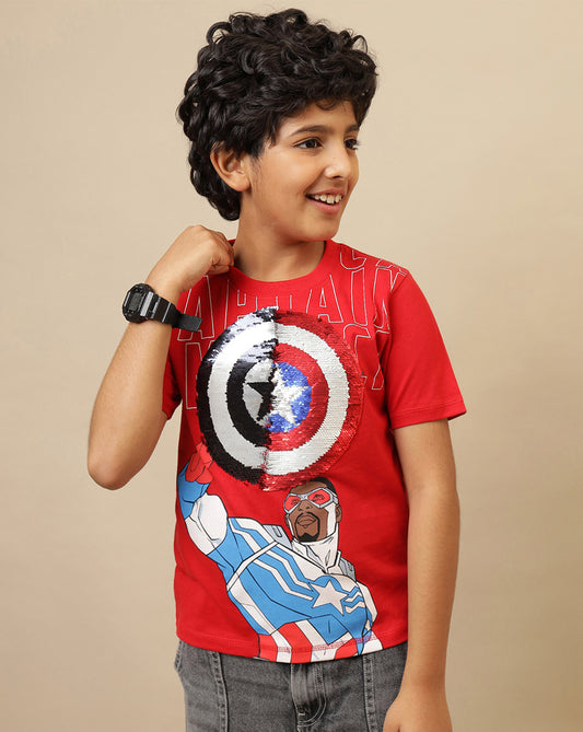 Captain America Printed Regular Fit Tshirt For Boys