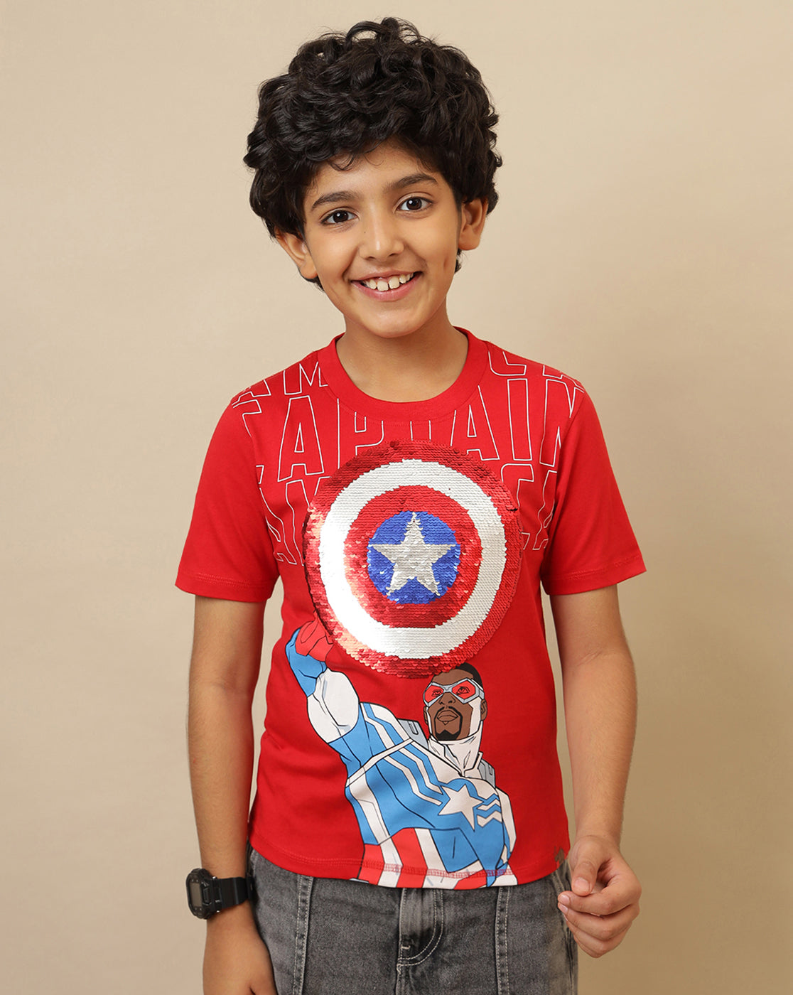 Captain America Printed Regular Fit Tshirt For Boys