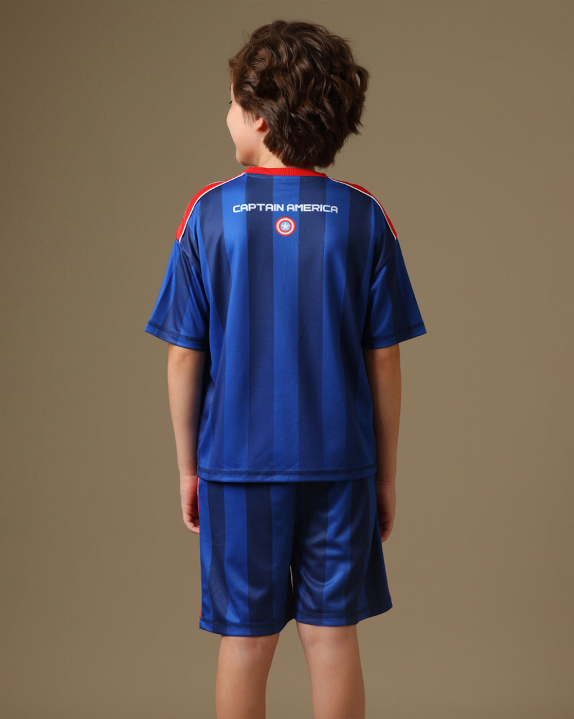 Captain America Printed Relaxed Fit T-Shirt & Shorts For Boys