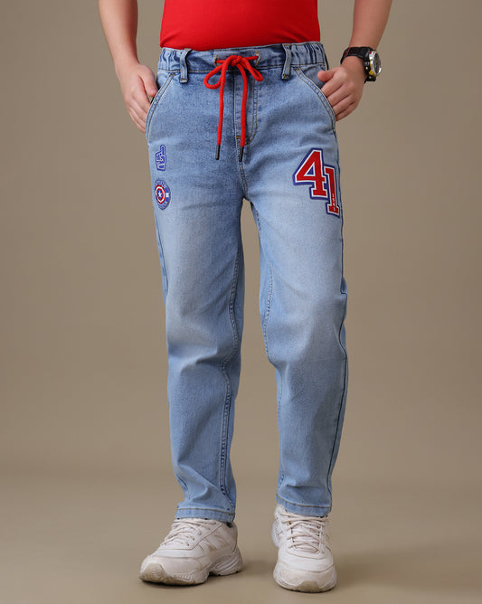 Captain America Regular Fit Denim Joggers Boys