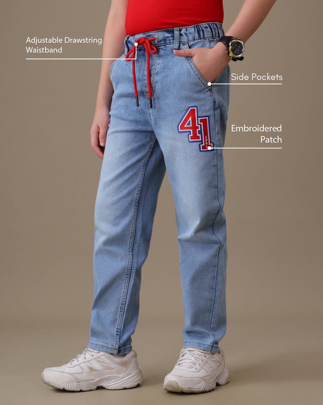 Captain America Regular Fit Denim Joggers Boys