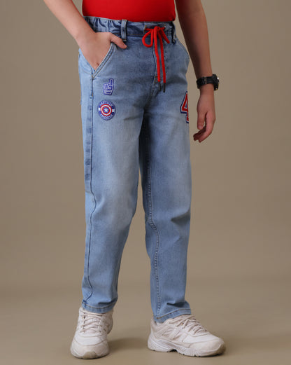 Captain America Regular Fit Denim Joggers Boys