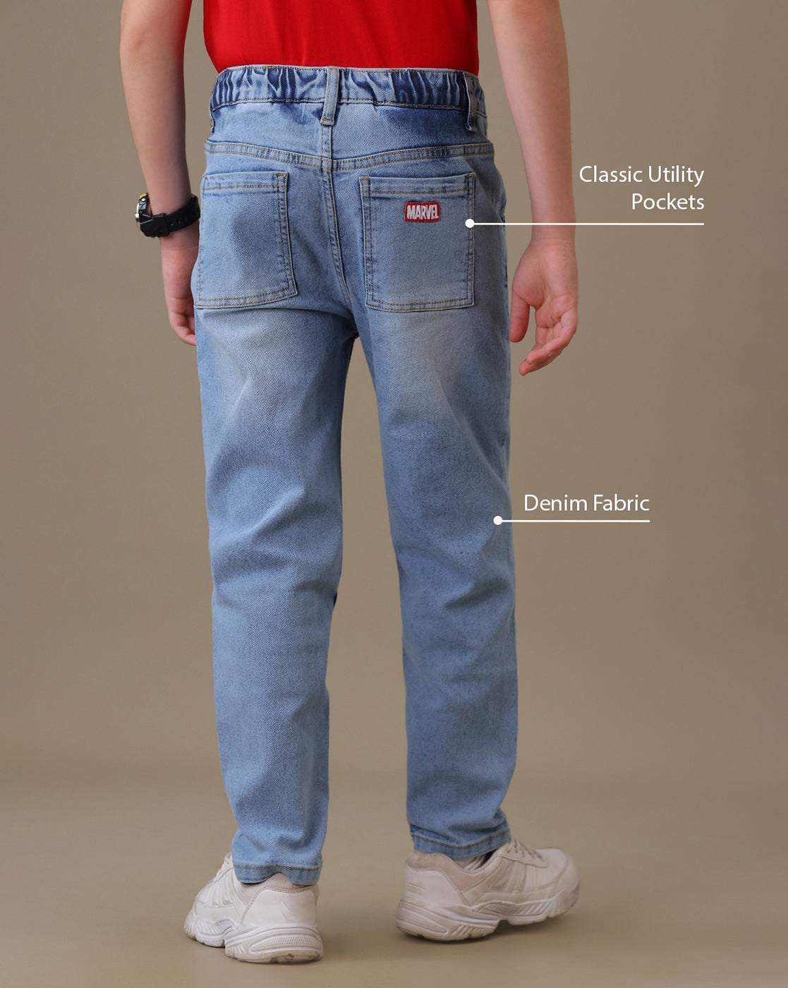 Captain America Regular Fit Denim Joggers Boys