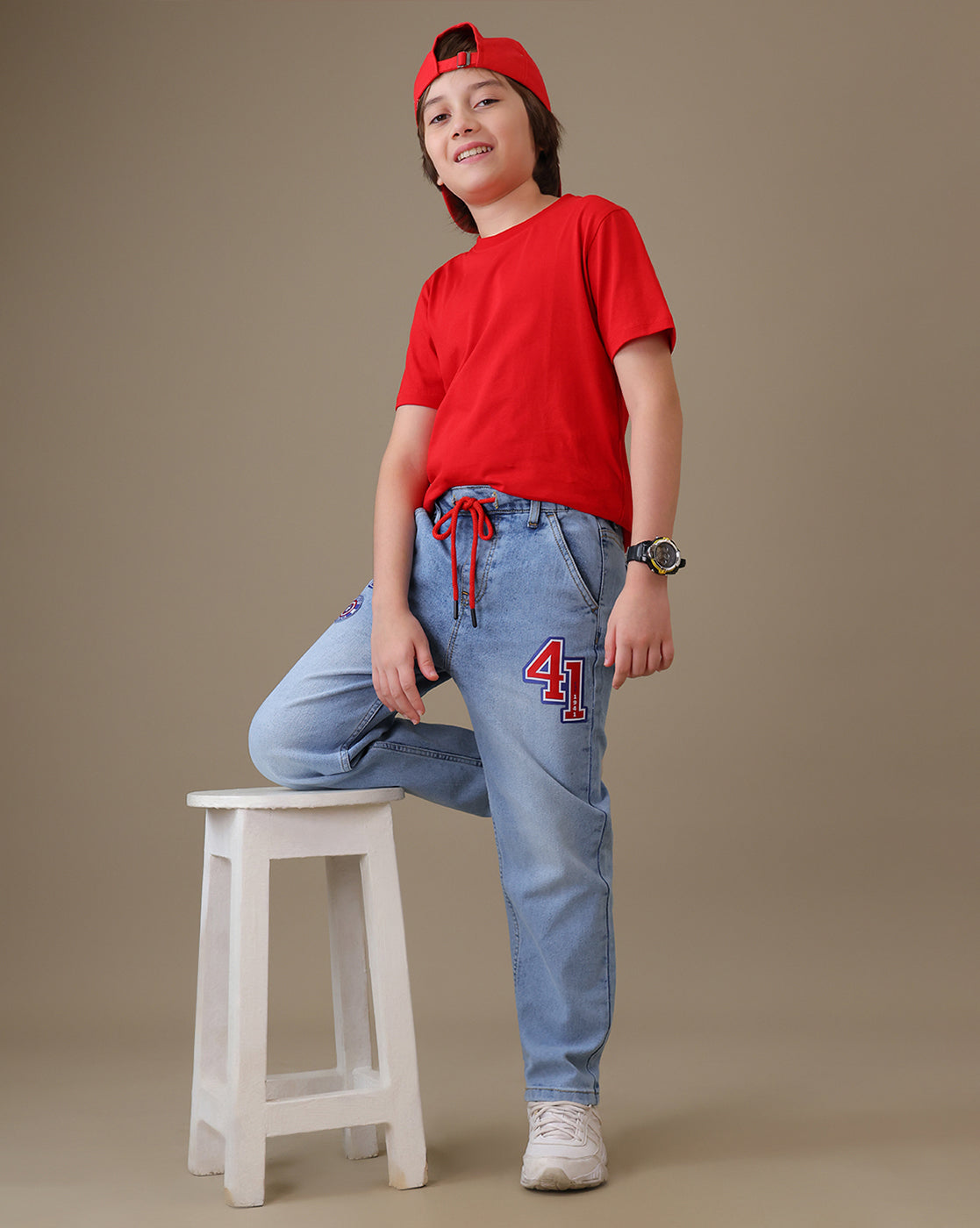 Captain America Regular Fit Denim Joggers Boys