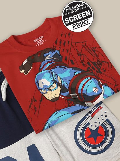 Captain America  T-Shirt & Shorts Co-Ords Set  Boys