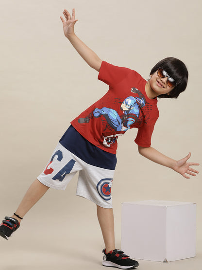 Captain America  T-Shirt & Shorts Co-Ords Set  Boys