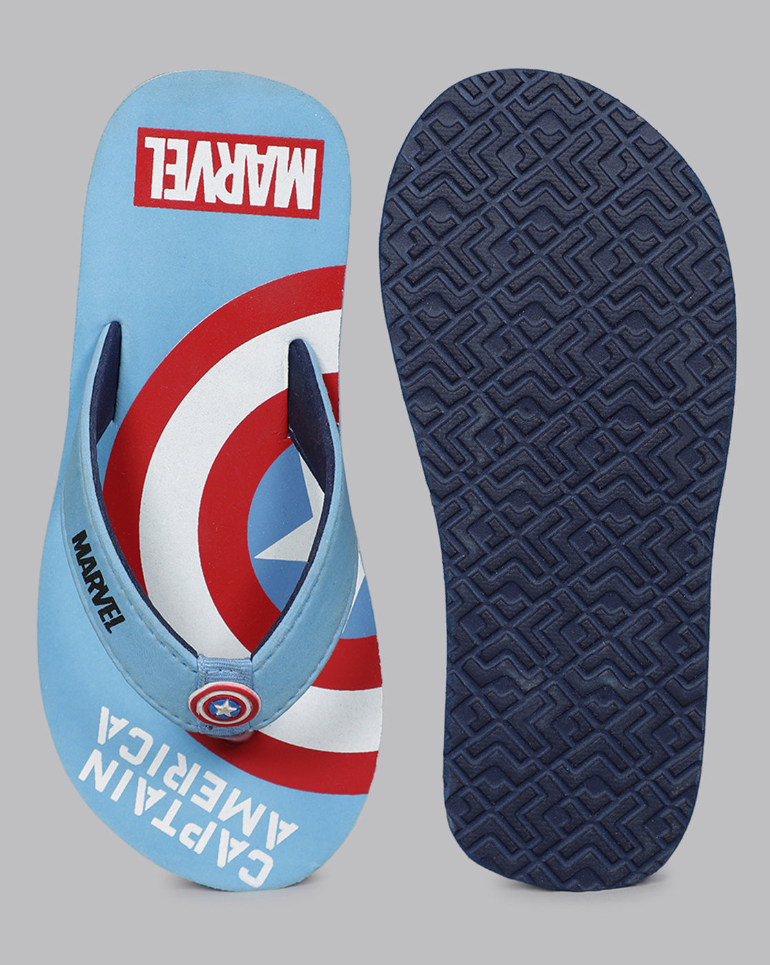 Captain America Sky Blue Flip Flops For Kids Boys
