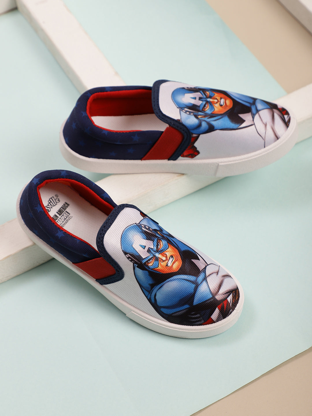 Kids Boys Captain America Printed Navy Blue Canvas