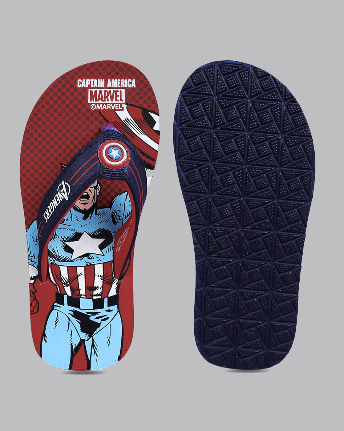 Captain America Printed Red Flip-Flops For Kids Boys