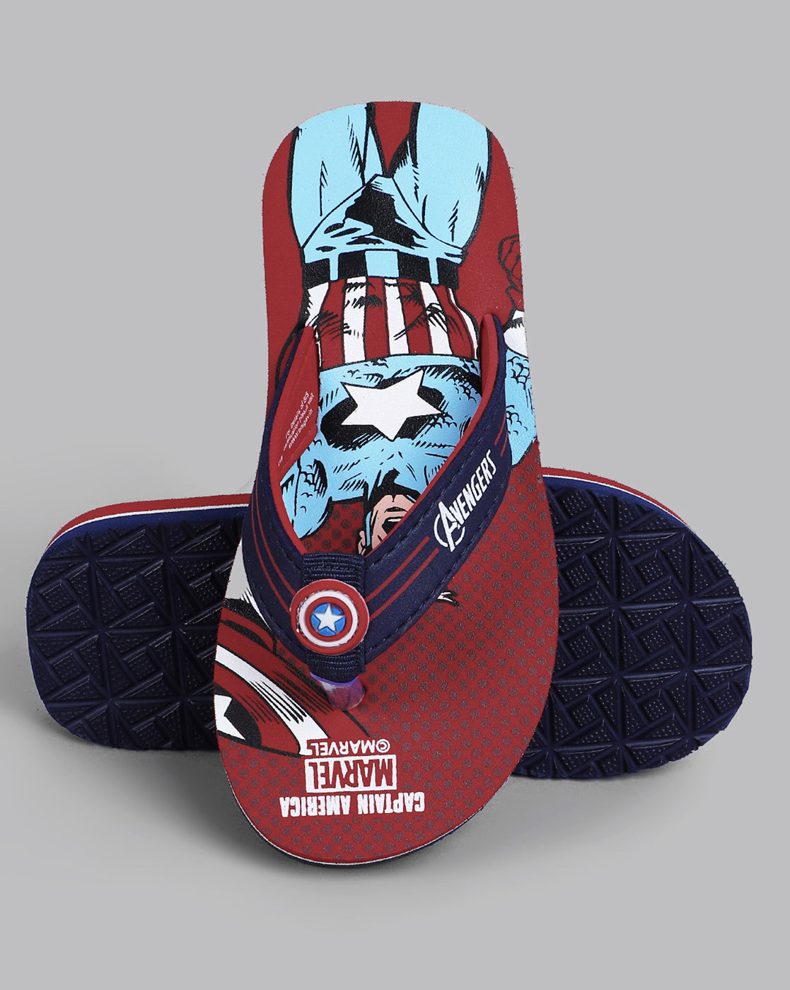 Captain America Printed Red Flip-Flops For Kids Boys