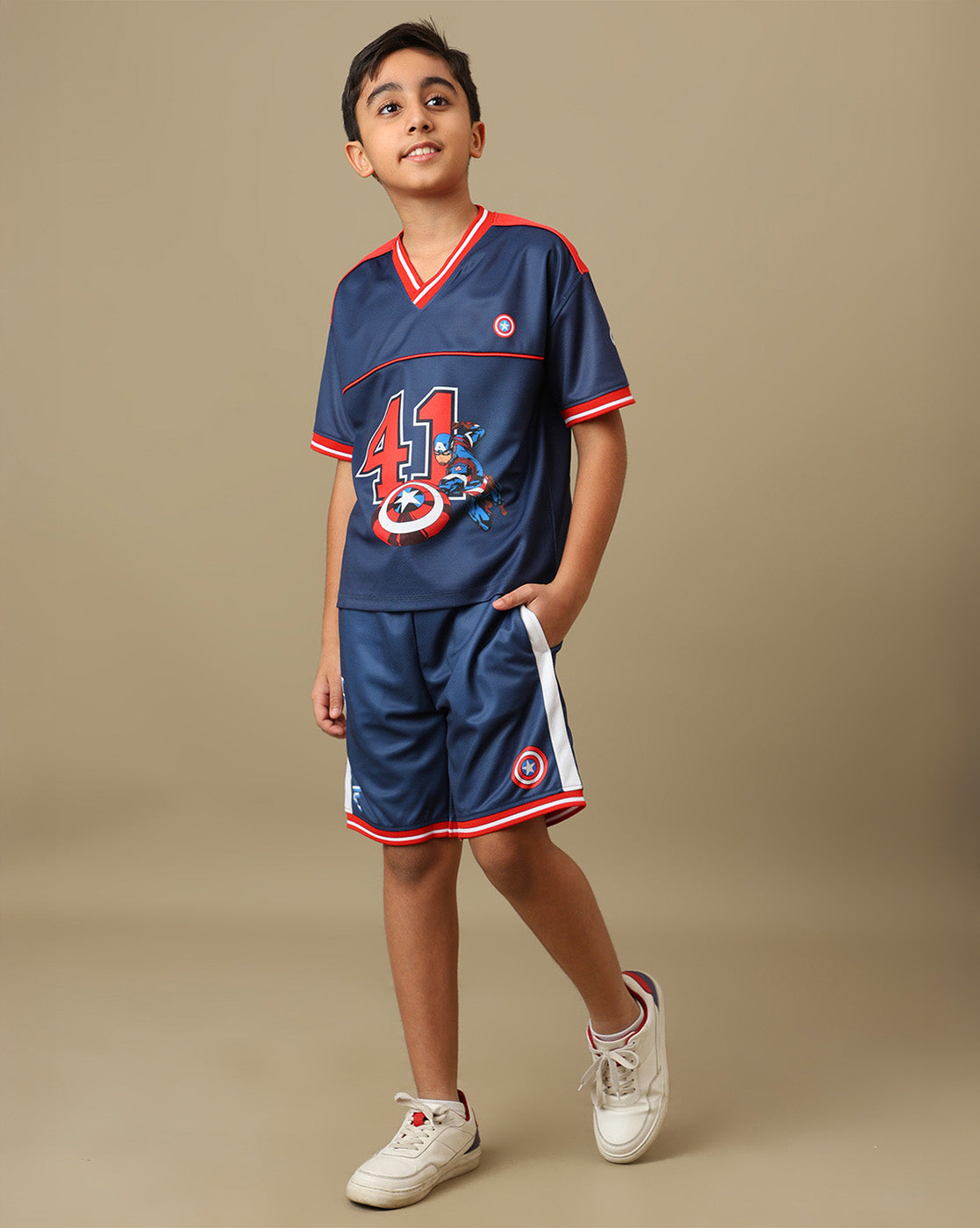 Captain America Printed Regular Fit Shorts For Boys
