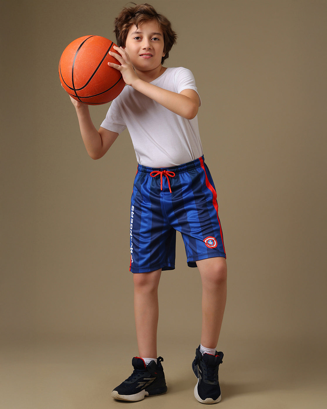 Captain America Printed Regular Fit Shorts For Boys