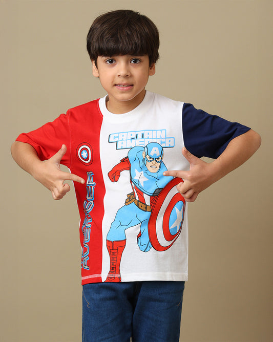 Captain America Printed Regular Fit Tshirt For Boys