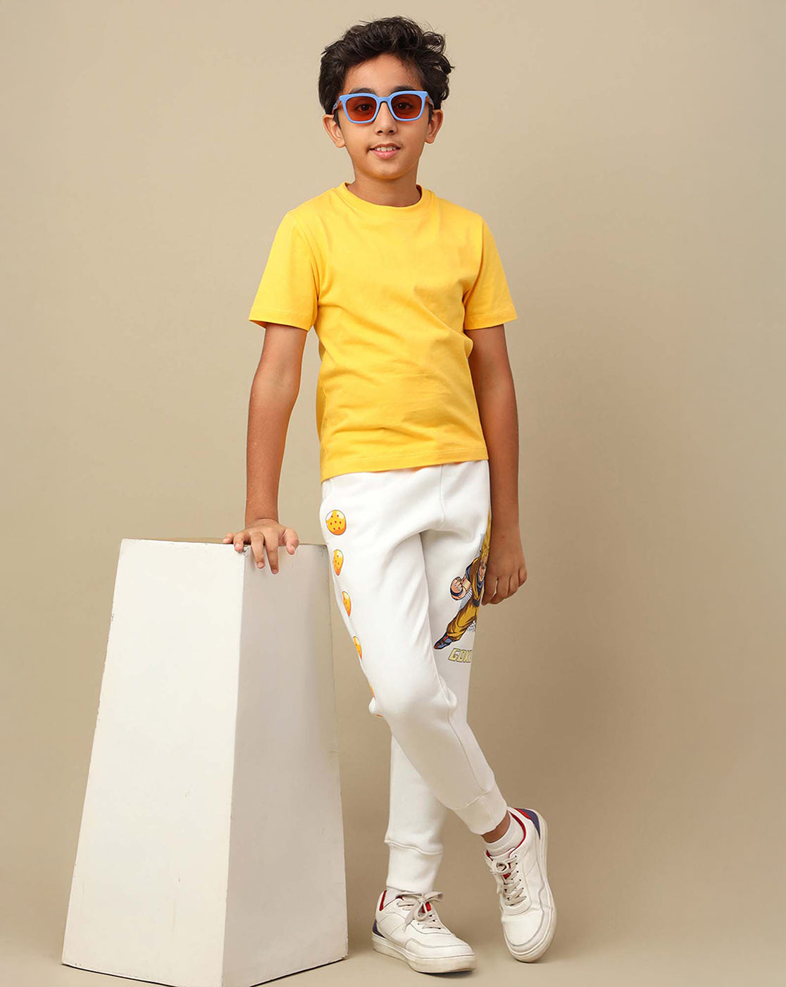 Dragon Ball Z: Goku Anime Printed White Regular Fit Jogger For Boys