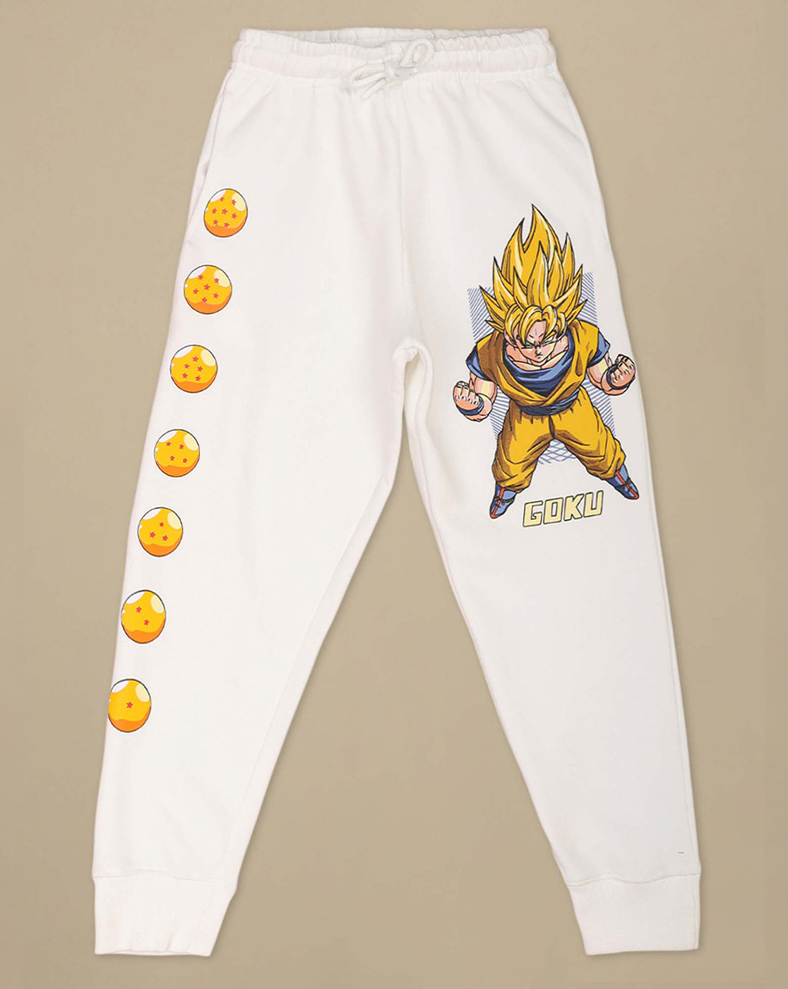 Dragon Ball Z: Goku Anime Printed White Regular Fit Jogger For Boys