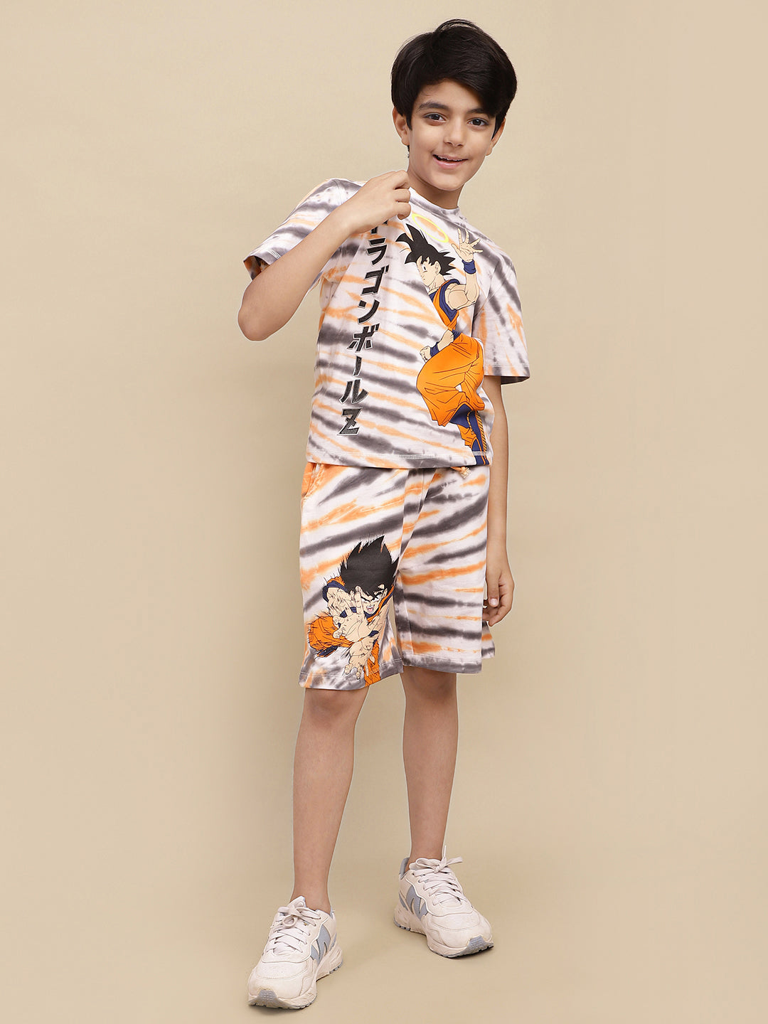 Dragon Ball Z Printed T-Shirt & Shorts Co-Ords Set For Boys