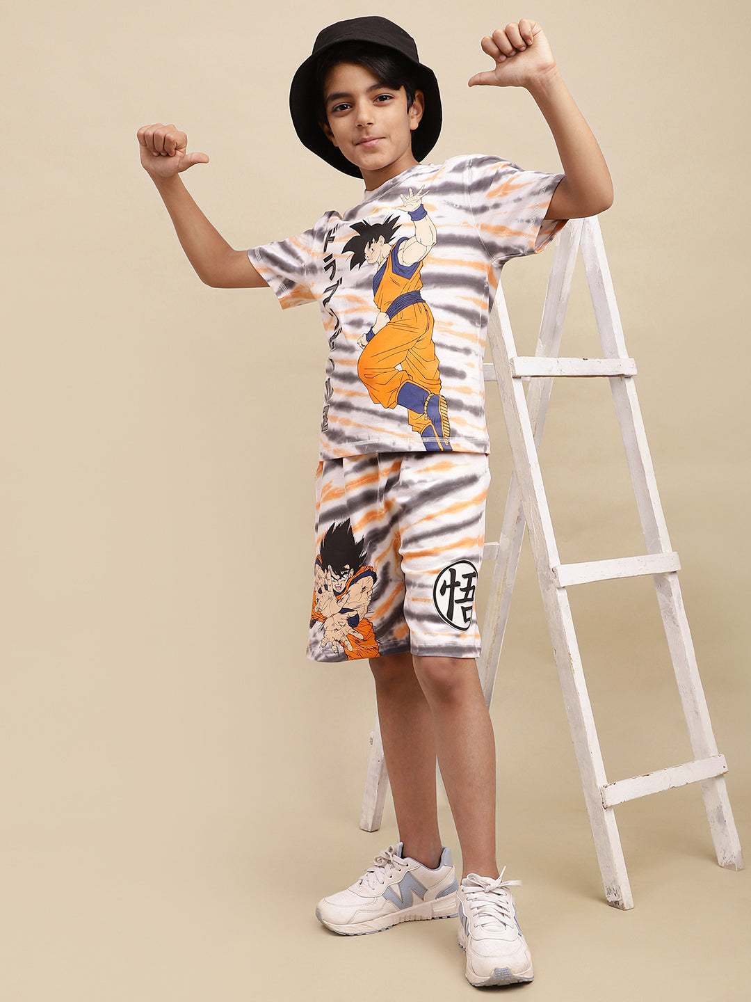 Dragon Ball Z Printed T-Shirt & Shorts Co-Ords Set For Boys