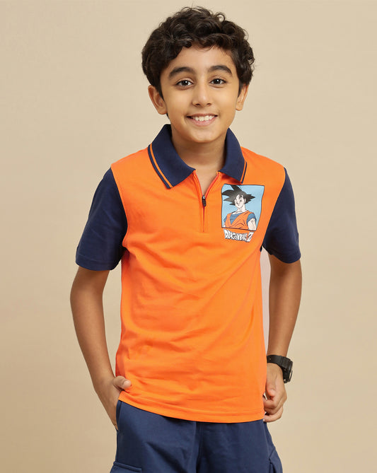 Dragon Ball Z Printed Regular Fit Polo-T-Shirt For Boys