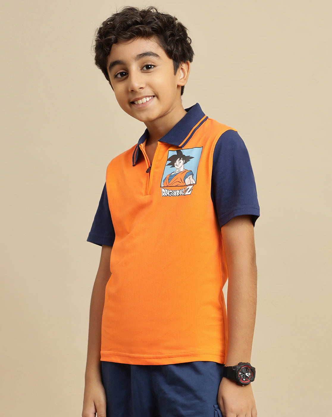 Dragon Ball Z Printed Regular Fit Polo-T-Shirt For Boys