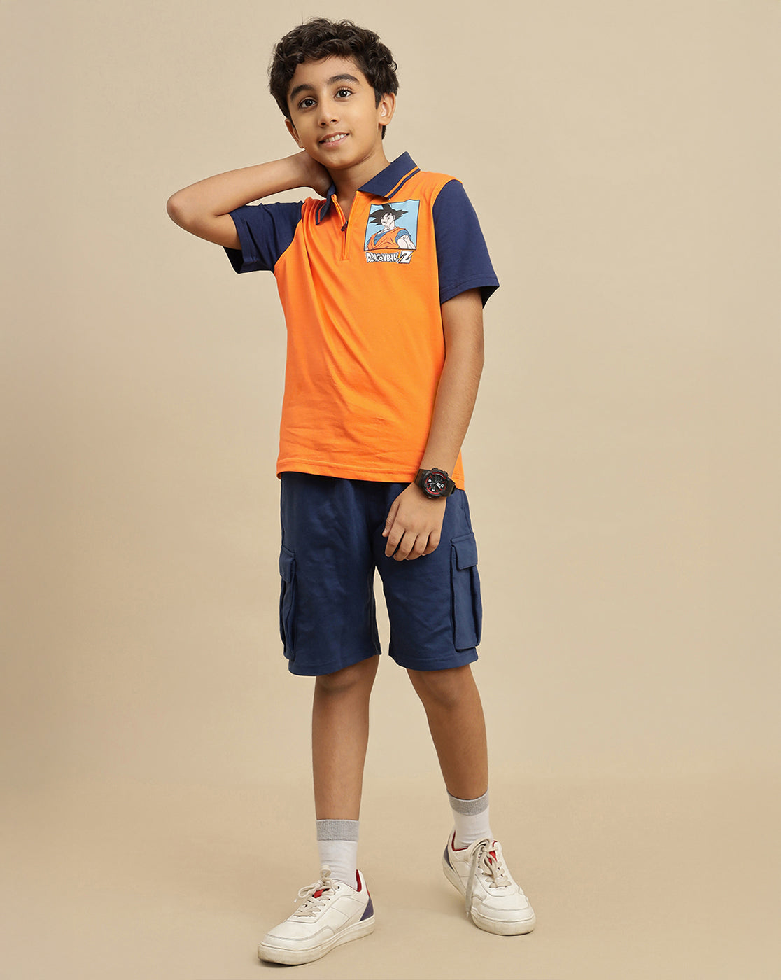 Dragon Ball Z Printed Regular Fit Polo-T-Shirt For Boys