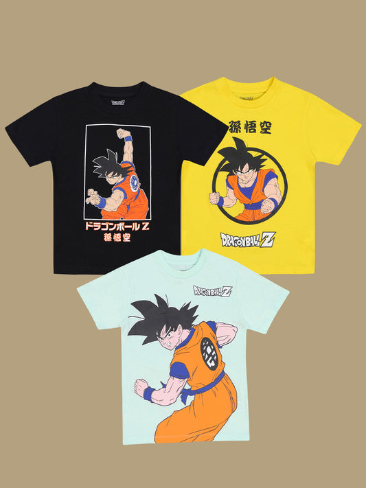 Dragon Ball Z Graphic Printed Regular Fit Pack Of 3 Tshirt For Boys