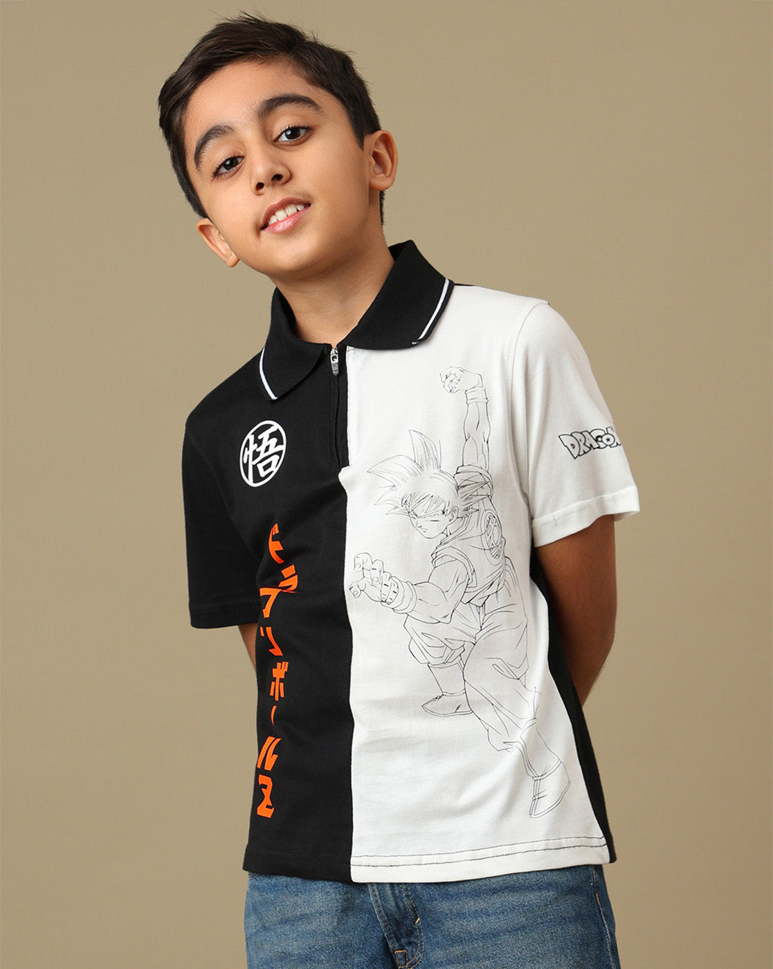 Dragon Ball Z Pritned Regular Fit Polo-Tshirt For Boys