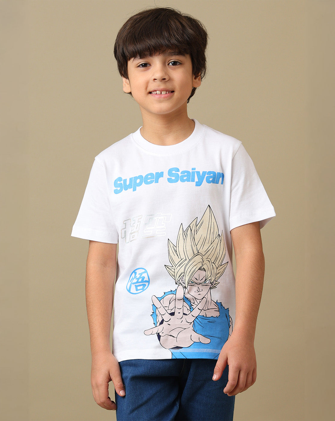 Super Saiyan Printed Regular Fit Tshirt For Boys