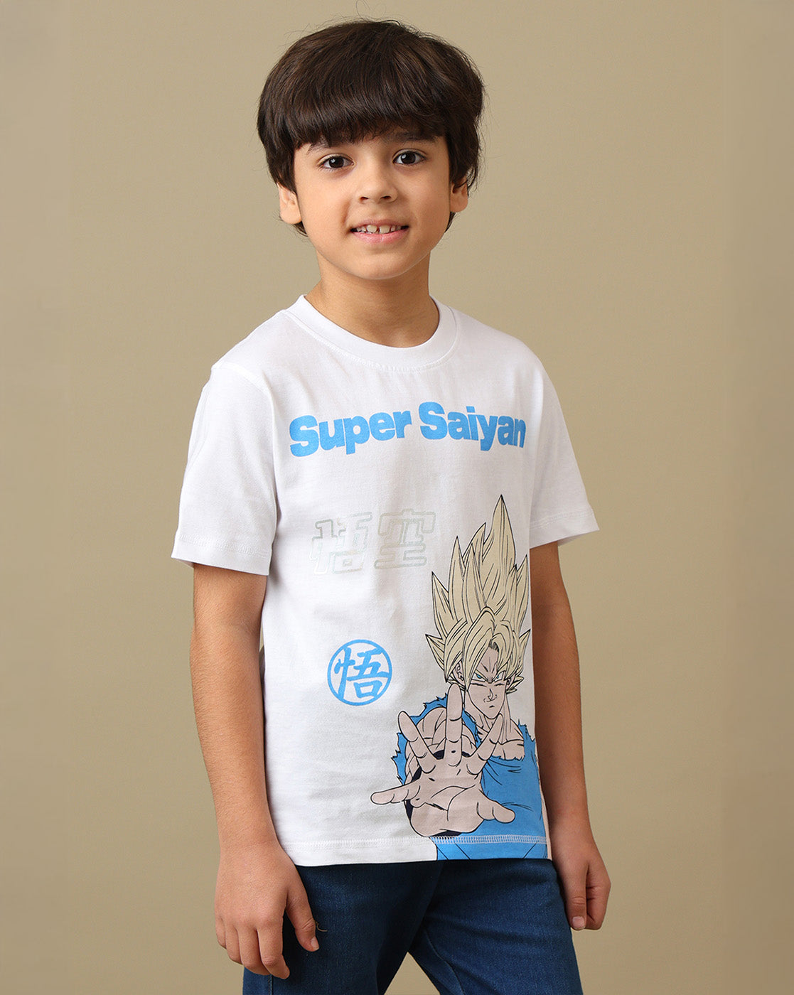 Super Saiyan Printed Regular Fit Tshirt For Boys