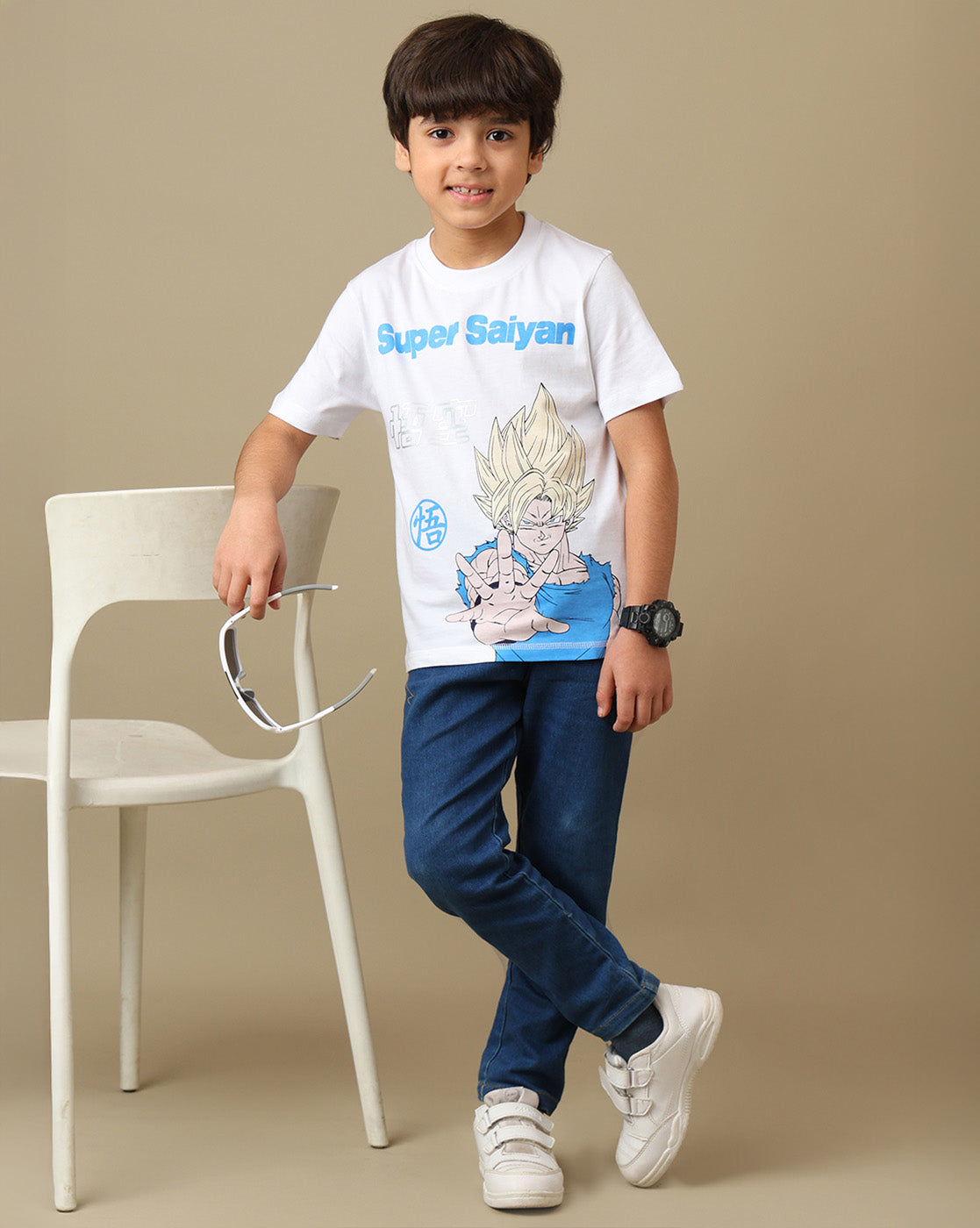 Super Saiyan Printed Regular Fit Tshirt For Boys