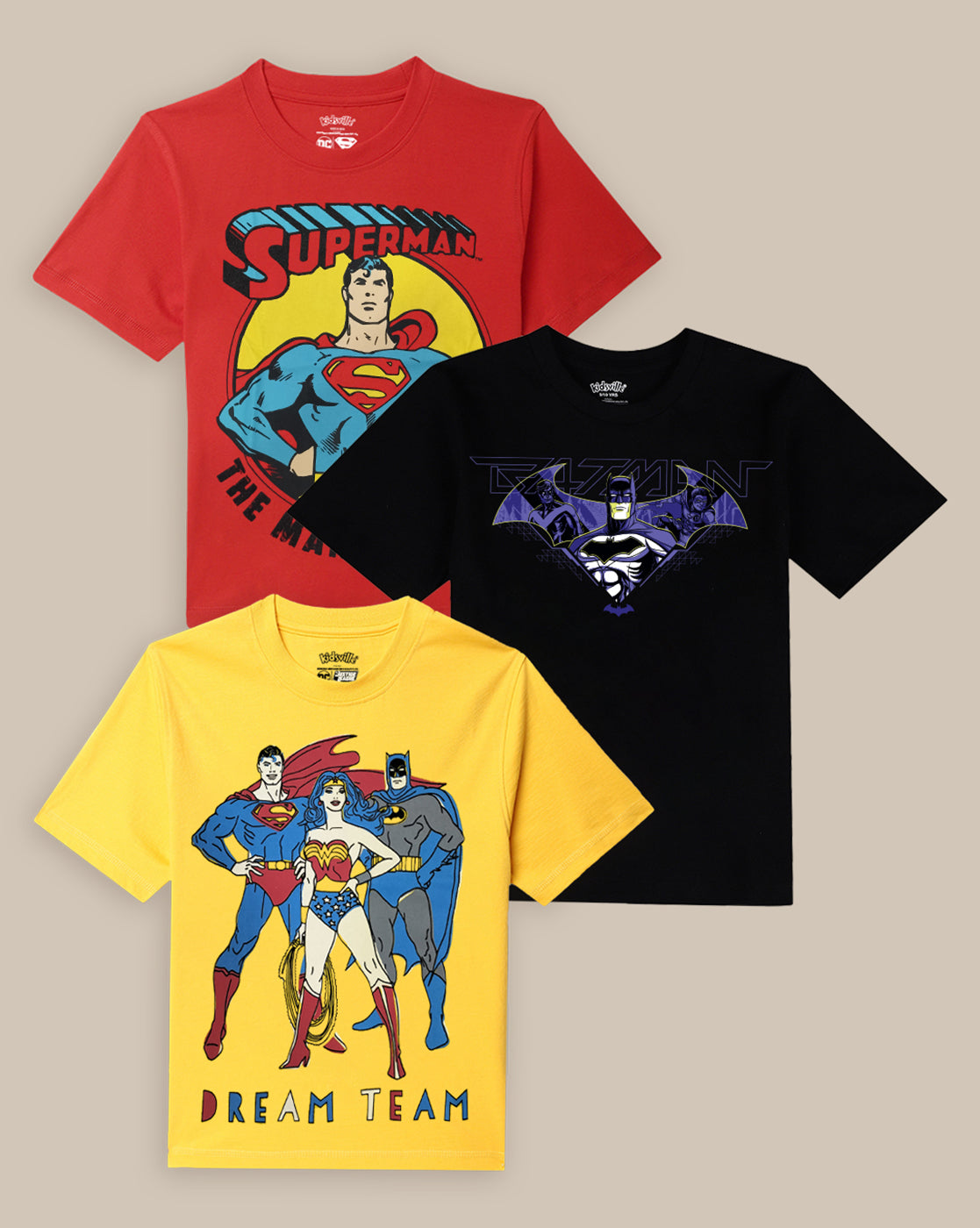 Justice League Pack Of 3 T-Shirts  Boys