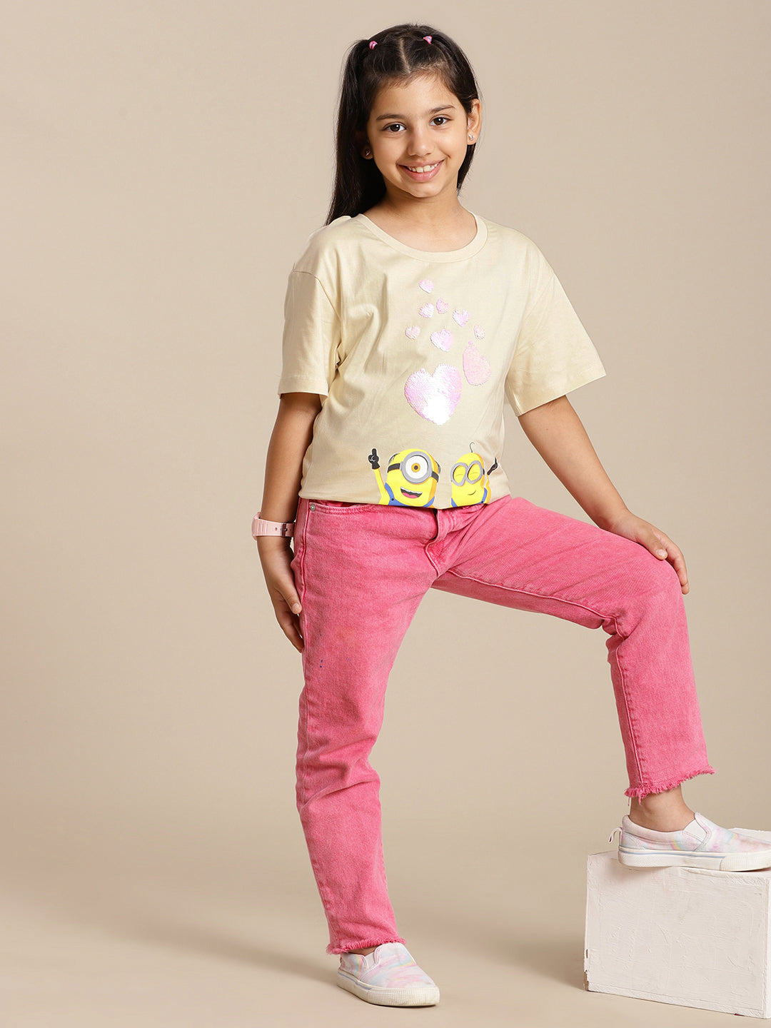Minions Movie Printed Tshirt For Girls
