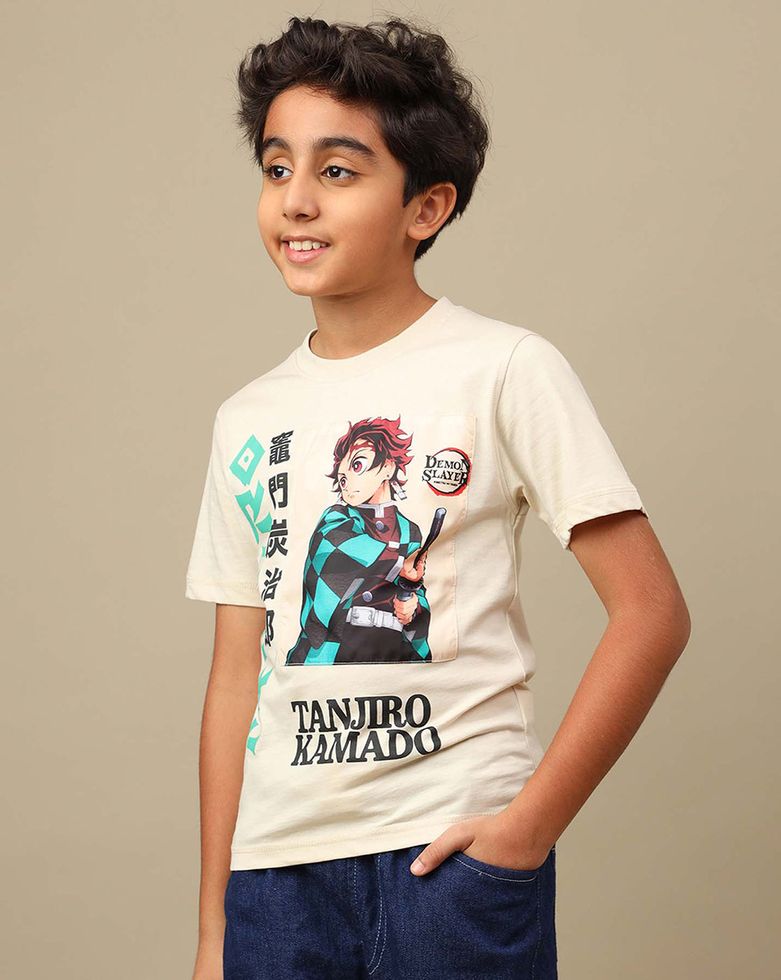 Demon Slayer: Tanjiro Anime Printed Fog Regular Fit Pure Cotton Tshirt For Boys