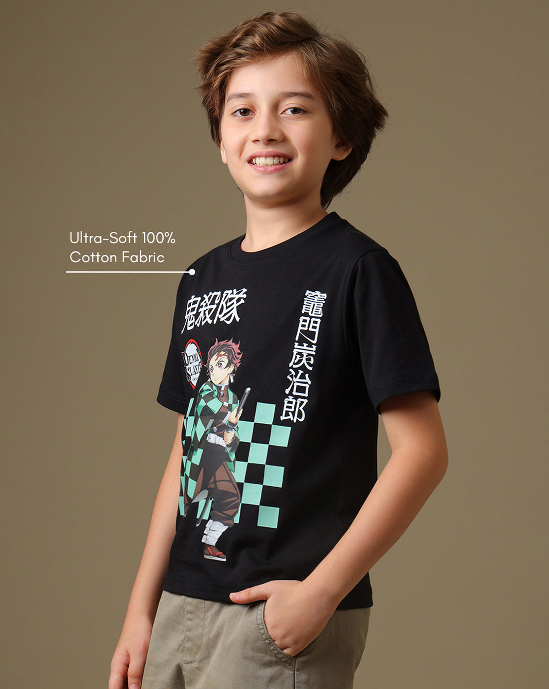 Demon Slayer Printed Regular Fit Tshirt For Boys