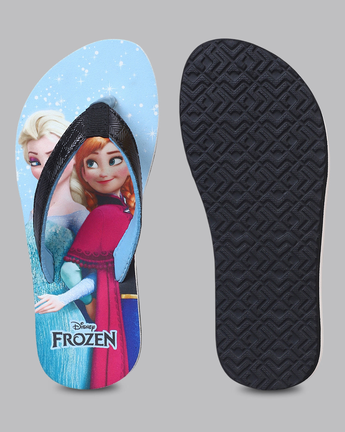Frozen Printed Black Flip-Flops For Kids Girls