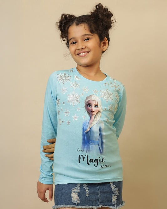 Frozen Printed Regular Fit Tshirt For Girls