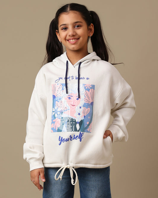 Frozen Printed Oversized Hoodie For Girls