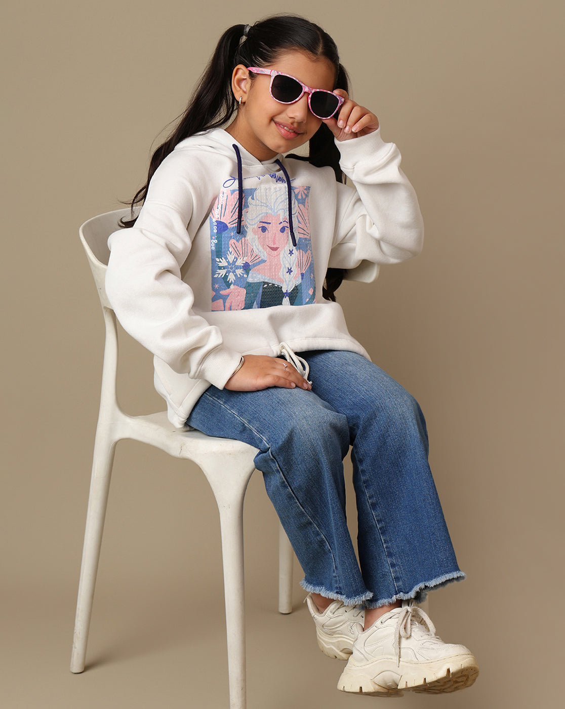 Frozen Printed Oversized Hoodie For Girls