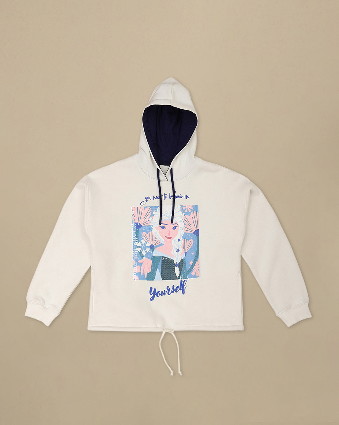 Frozen Printed Oversized Hoodie For Girls