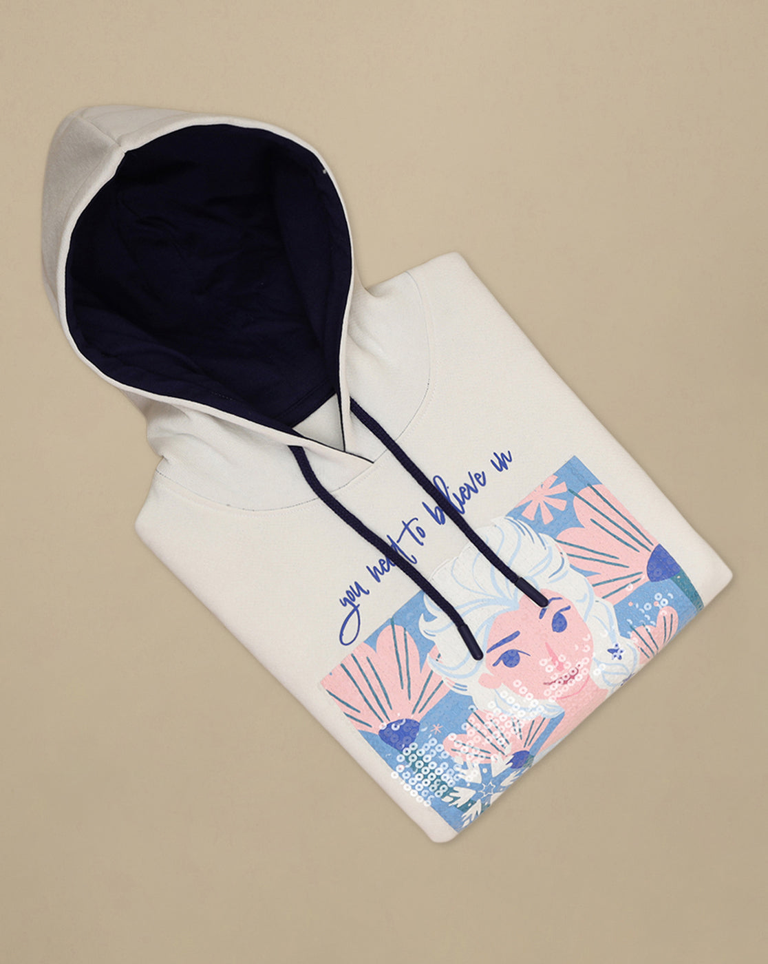 Frozen Printed Oversized Hoodie For Girls